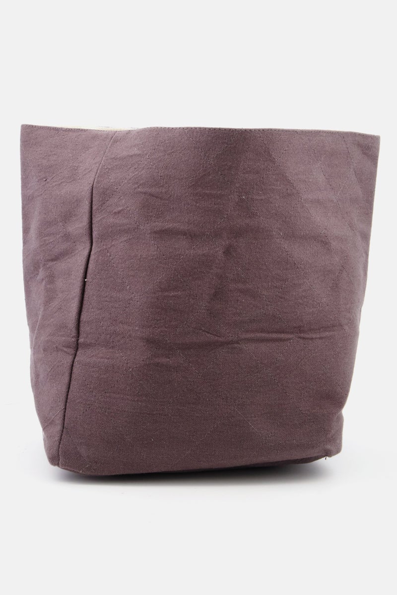 Muy Mucho Textured Cotton Storage Bucket, Dark Grey - Image 3